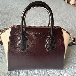 Givenchy Antigona Small Top Handle Bag in burgundy and cream color